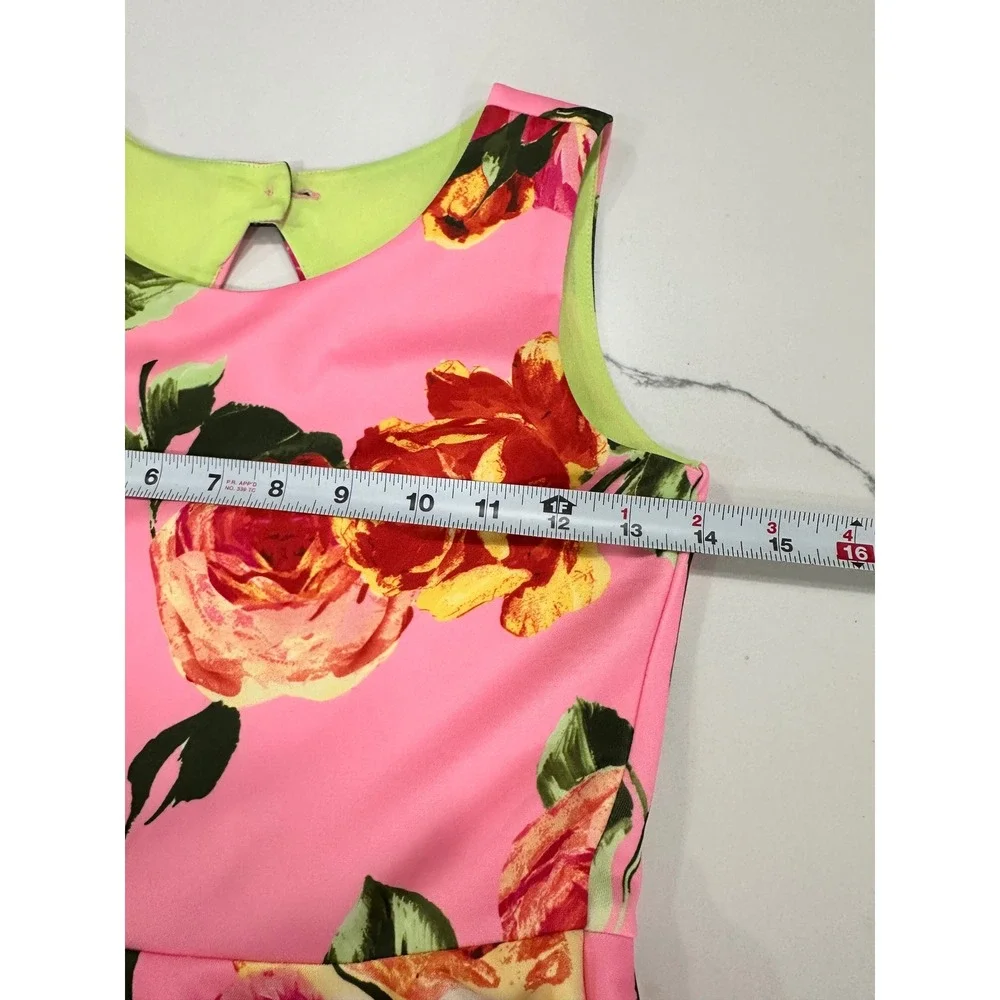 Bonnie Jean Girls Pink‎ Floral Rose Scuba Fit and Flare Dress Size 12
